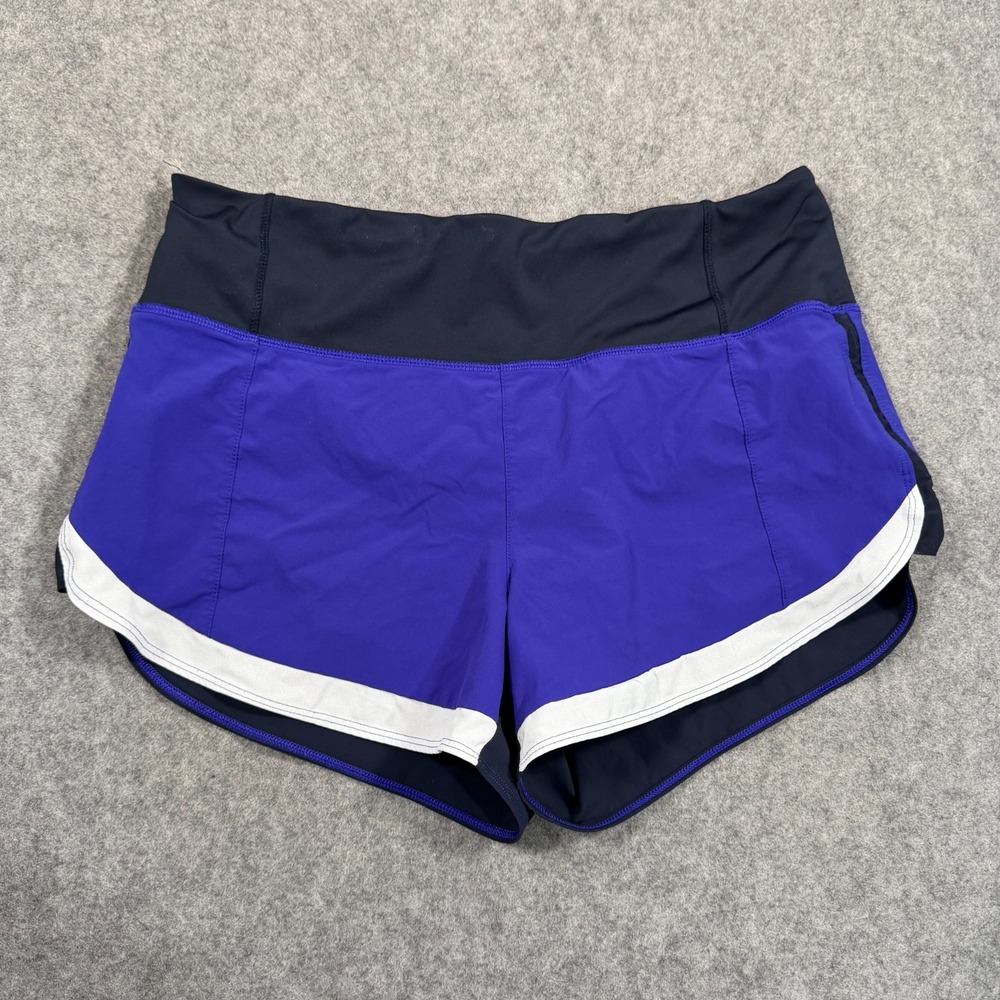 Athleta Blue White Color Block Running Free Activewear Shorts Women's Size Small